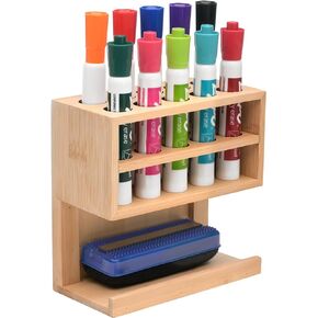 Excello Global Products Bamboo Dry Erase Marker Holder with Magnetic Mount, Holds 10 Markers and an Eraser