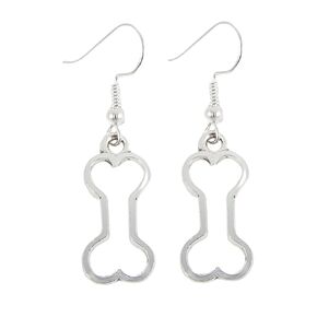Silver Dog Bone Earrings for Women with Silver Toned Ear Wires