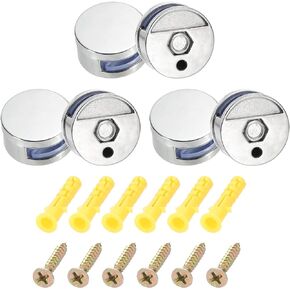 Mirror Clip, 6Pcs Mirror Floating Glass Clips for 5-8mm Thick, Bathroom Mirror Clips for Frameless Mirror, Mirrors Bracket Holder Walls Fixed Fitting (27mm Silver)