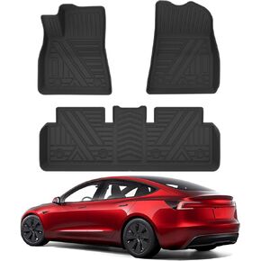 Tesla Model 3 Floor Mats - All-Weather Floor Mats for Tesla Model 3 2021 2022, Custom Fit TPE Cargo Liner Rear Cargo Tray Model 3 Anti-Slip Trunk Mats, Tesla Model 3 Accessories （Set of 6pcs in Kuwait