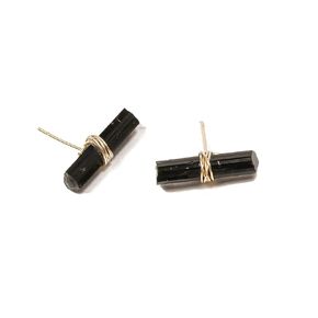 Black Tourmaline T Bar Stud Earrings in 14K Gold Fill, Handmade Earrings for Women with Gold Filled Posts and Stunning Natural Black Tourmaline Crystals (gold-filled)