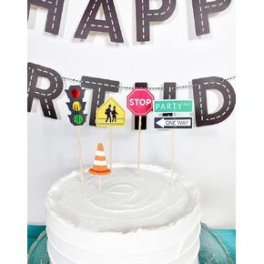 Transportation Cake Topper, 5 ct | Street Signs, Traffic Lights Cake Toppers | Car Themed Party Decorations