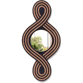 Boho Mirror Rustic Wood Farmhouse Mirror Small Wall Mirror Decorative for Farmhouse, Living Room, Bedroom, Bathroom (Black)