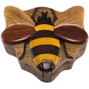 WOOD INTARSIA Bee - Secret Wooden Puzzle Box