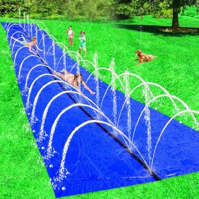 Slip Water Slide 33ft x 7ft, Fountain Water Slide for Kids & Adults Outdoor Games, Garden Water Slide with Sprinklers for Kids Yard Games Heavy Duty Unbreakable Giant Pool Slides Splash Water Toys