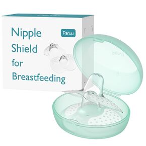 Paruu Contact Nipple Shields, Butterfly Breastfeeding Nipple Shields for Protecting Sore, Flat or Inverted Nipples, 100% Food-Grade Silicone, Made Without BPA/BPS, Include Carry Case (17mm)