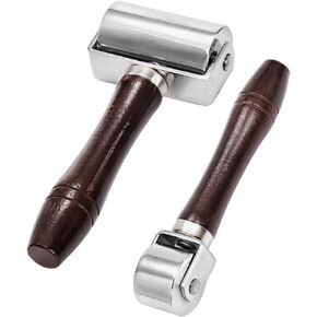 ZOOFOX 2 Pack Leather Press Edge Roller, Heavy-Duty Seam Roller for Leather, Leather Craft Platen Tools with Easy to Grip Handle for Quilting, Sewing, Wallpaper