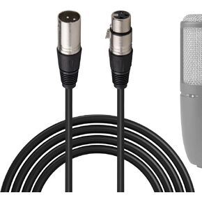 Geekria for Creators XLR Male to XLR Female Microphone Cable 10FT / 3M, Compatible with AKG P120, C214, P220, C414 XLS, C414 XLII, 170, P420, C 451 B, D5S, D7, Balanced Mic Cord (Black)