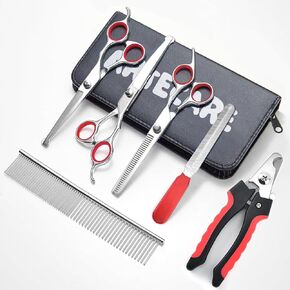 Multifunctional 6 in 1 Dog Grooming kit,cat grooming kit, dog grooming scissors, Stainless Steel Grooming Kit with Titanium Coating for Dogs and Cats.