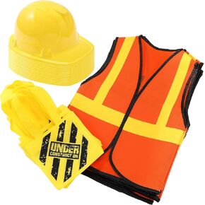 Geyoga 36 Pcs Construction Kids Party Supplies, Construction Vest Hat and Bag Construction Party Favor