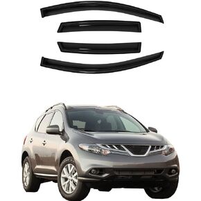 4pc Sun Rain Guards Window Visor Wind Deflector Compatible with 09-14 Nissan Murano Z51 Smoke 94077