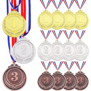 Swpeet 15 Pcs Winner Medals Gold Silver Bronze Award Medals, 1st 2nd 3rd Award Medals with Neck Ribbon, Olympic Style Medals Prizes for Competitions, Party Decorations and Awards