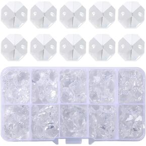 100pcs Crystal Butterfly Beads - LONGWIN 14mm Multicolor Glass Beads for Jewelry Making Chandelier Parts