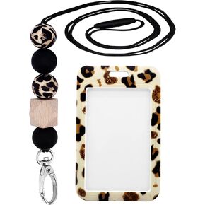 BIHRTC Silicone ID Badge Holders with Beaded Necklace Lanyard Vertical ID Card Holders for Women Nurses Teacher Office School in Saudi Arabia
