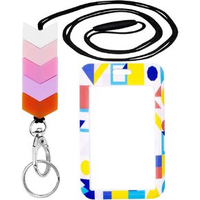 BIHRTC Silicone ID Badge Holders with Beaded Necklace Lanyard Vertical ID Card Holders for Women Nurses Teacher Office School in Kuwait