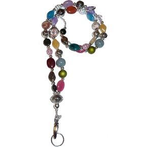 Chunky Women's Beaded Breakaway Clasp Lanyard, 34" Made in USA, ID Card Badge Holder Teacher Nurse Keys Keychain Cruise