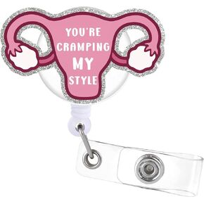 Badge Reel Retractable Floral Uterus Badge Holder Ovaries Acrylic Badge Accessory for Ovary OB Pediatric Gynecology Nursing Labor & Delivery Midwife Medical Worker