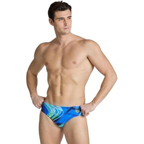 ARENA Feel Men's Visual Waves Drawstring Swim Brief Waterfeel Sports Bathing Swimsuit Pool Beach Stretchy Active Swimwear