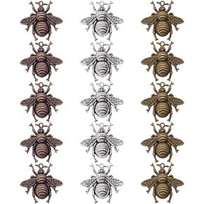Aylifu 60 Pieces Honeybee Charms, Metal Bee Pendants Insect Charm Craft Supplies
