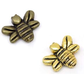 JGFinds Bumble Bees Spacer Bead Charms, 96 Pack, DIY Craft Keychain, Jar Charms and Bee Embellishments, Jewelry Making Supplies, 1/2 Inch Bronze and Gold Tone