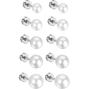 OIDEA 12 Colors Faux Pearl Earrings for Women: Fake Pearl Earrings Stud Set Hypoallergenic Stainless Steel Stud Earrings Set for Women Girls in Kuwait