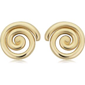 Kooljewelry 14k Yellow Gold Swirl Stud Earrings Minimalist Jewelry
