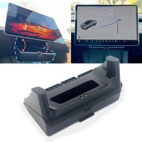 Tesla Sunglass Holder for Tesla Model 3 and Model Y with Extra Under Screen Storage - Hidden Tesla Center Console Organizer - Tesla Model Y Accessories - Tesla Model 3 Accessories