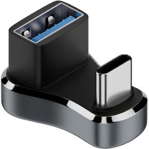 QIANRENON Wider USB C to USB3.1 U Shaped Angle Adapter 10Gbps Type C Male to USB3.1 Female Wide Distance 180 Degree Connector OTG 36W Charging (C to A) LED/Al Alloy,for Steam Deck Smartphone Tablet