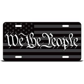 Factory Crafts USA Flag Subdued We The People Full Color UV Ink Printed Weatherproof Aluminum Metal Front License Personal Vanity Plate