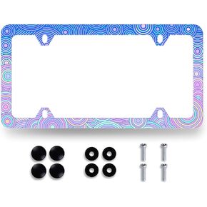 Sunflower License Plate Frame Yellow Floral License Plate Holder Colorful Stainless Steel Rust-Proof Sunflowers Car Accessory Funny License Plate Cover Women Decoration Size 12.2" x 6.2" with Screws