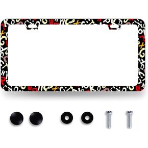 Blue Boho Flowers License Plate Frame Cute Floral License Plate Personalise Auto Parts for Men Women Car Decoration Stainless Steel Rust-Proof Funny License Plate Holder with Screws 12.2" x 6.2"