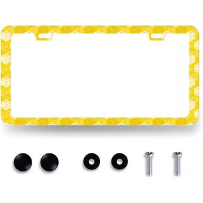 Blue Boho Flowers License Plate Frame Cute Floral License Plate Personalise Auto Parts for Men Women Car Decoration Stainless Steel Rust-Proof Funny License Plate Holder with Screws 12.2" x 6.2" in Saudi Arabia