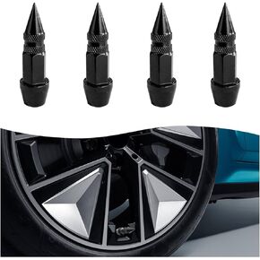 4PCS 60mm Spiked Valve Stem Caps, Aluminum Corrosion Resistant Tire Valve Stem Caps, Dustproof Valve Stem Covers, Universal Stem Cover for Car, Truck, Bicycle, Motorcycle (Black)
