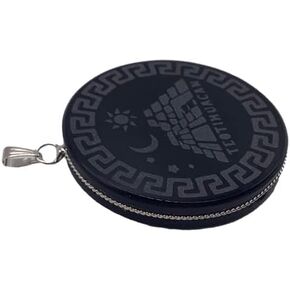 Generico 1.9 in Obsidian Round Pendant engraced Necklace scrying Polished Black Round Mirror Handmade Pyramid Healing Crystal Stone Amulet Spiritual