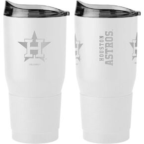 MLB Etched Logo White Premium Powder Coat Double Wall Stainless Steel 30oz Ultra Travel Tumbler (Houston Astros)