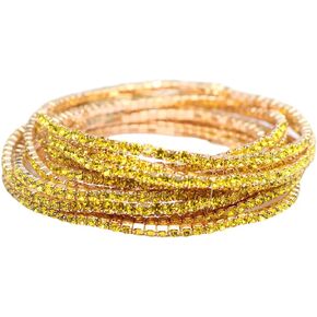 1 Pcs Stretch Tennis Bracelets for Women Teen Girl Gifts Trendy Stuff 9K Gold Plated Cubic Zirconia Classic Gold Bracelets for Women Adjustable Stackable Stretch Bracelet Wedding Party Jewelry Gift