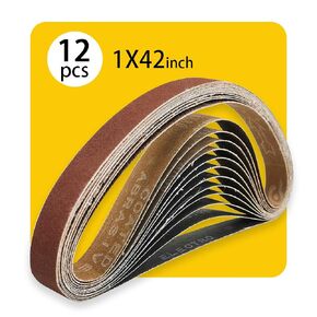 1x 42 Inch 80 Grit Sanding Belt | Premium Aluminum Oxide Sanding Belt | Premium Sander Sandpaper – 12 Pack
