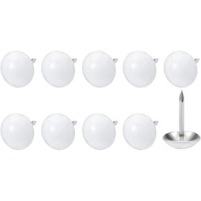 Upholstery Nail Tacks (11x17x3.5mm) 25Pcs, Iron Round Thumb Push Pins - for House Construction, Home Kitchen Furniture, Silver Tone