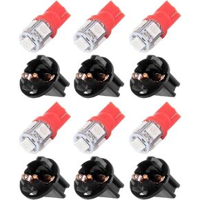 cciyu T10 194 168 LED Light Bulb 158 Dash Light Instrument Cluster Gauge Dash Light Lamp with Twist Sockets,6Pack Red