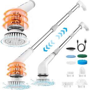 MoKo Electric Spin Scrubber, 490RPM Cordless Shower Scrubber with 9 Replaceable Brush Heads and Adjustable Extension Long Handle,Electric Scrubber for Cleaning Bathroom Tub Grout Floor Wall Sink Tile in Kuwait