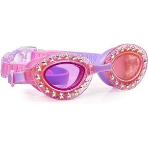 Bling2O Girls' Purple Rockstar Swimming Goggles with UV Protection (Ages 3+ up) - Latex-Free, 100% Silicone Material - Includes Anti-Fog & UV Protection - Hard Protective Cover & Adjustable Head Strap