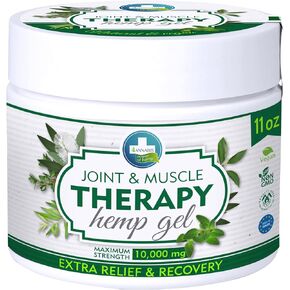 Natural Vegan Joint & Muscle Therapy Gel with Organic Hemp and Camphor - Maximum Strength 10,000 mg
