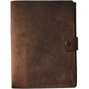 Refillable Leather Journal | Premium Lined A5 Notebook Cover | 200 Ruled Writing Pages | Card Holder Slot | Leather Bound Journals for Men & Women, Best Gift Travel Diary, Cool Planner