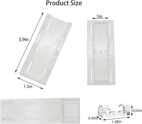 12 قطعة من حامل شريط الطاقة ذاتي اللصق، حامل شريط الطاقة مثبت على الحائط بدون ثقب مع 12 قطعة من مشابك تخزين الكابلات الشفافة لتخزين مقبس المنزل والمكتب (إجمالي 24 قطعة) in Kuwait