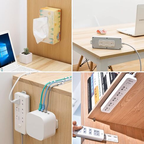 12 قطعة من حامل شريط الطاقة ذاتي اللصق، حامل شريط الطاقة مثبت على الحائط بدون ثقب مع 12 قطعة من مشابك تخزين الكابلات الشفافة لتخزين مقبس المنزل والمكتب (إجمالي 24 قطعة) in Kuwait