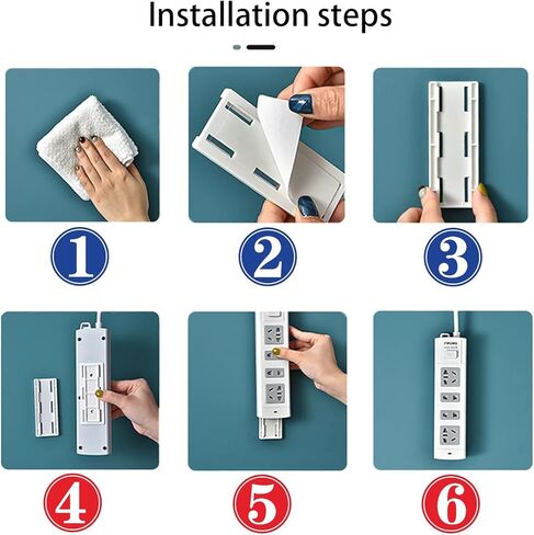12 قطعة من حامل شريط الطاقة ذاتي اللصق، حامل شريط الطاقة مثبت على الحائط بدون ثقب مع 12 قطعة من مشابك تخزين الكابلات الشفافة لتخزين مقبس المنزل والمكتب (إجمالي 24 قطعة) in Kuwait