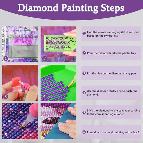 AIRDEA 5D Diamond Art Painting Kits for Adults Beginners Round Full Kits DIY Diamond Art Kits,Diamond Art Painting by Number Kits Gem Painting Art Home Decor 12x16 inch Gift (Traditional, Purple) in Saudi Arabia