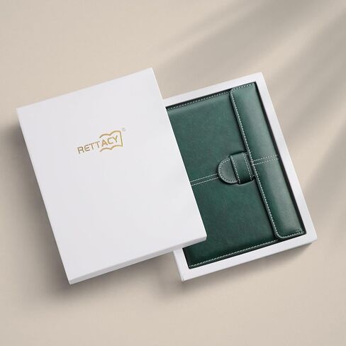 RETTACY Premium Leather Notebook with Gift Box - A5 Lined Notebook for Work with 192 Pages, Business Notebook for Men, 100 GSM Premium Acid-Free Paper, 5.7'' × 8.3'', Gift Ideas (Dark Green) in Saudi Arabia