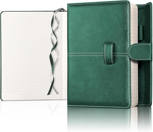RETTACY Premium Leather Notebook with Gift Box - A5 Lined Notebook for Work with 192 Pages, Business Notebook for Men, 100 GSM Premium Acid-Free Paper, 5.7'' × 8.3'', Gift Ideas (Dark Green) in Saudi Arabia