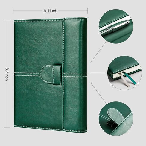 RETTACY Premium Leather Notebook with Gift Box - A5 Lined Notebook for Work with 192 Pages, Business Notebook for Men, 100 GSM Premium Acid-Free Paper, 5.7'' × 8.3'', Gift Ideas (Dark Green) in Saudi Arabia